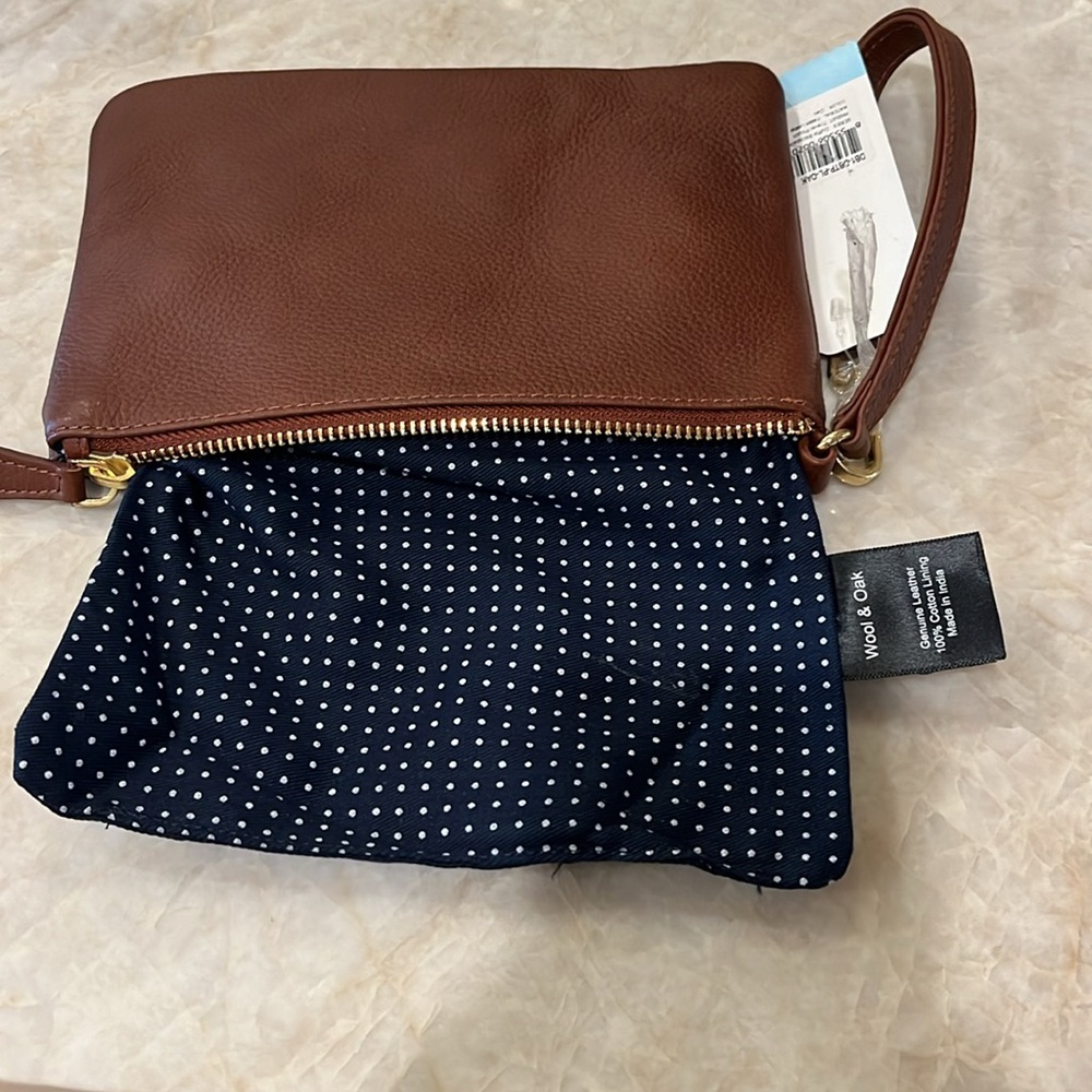 SALE! NWT Wool & Oak Premium Leather Hoods - pebble choc brown leather wristlet - Picture 7 of 9